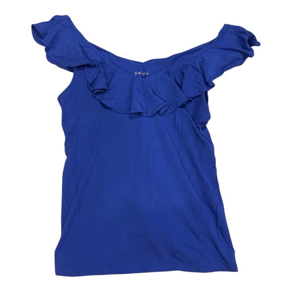 LILLY PULITZER Blue Ruffled Off-Shoulder Top - Picture 1 of 3